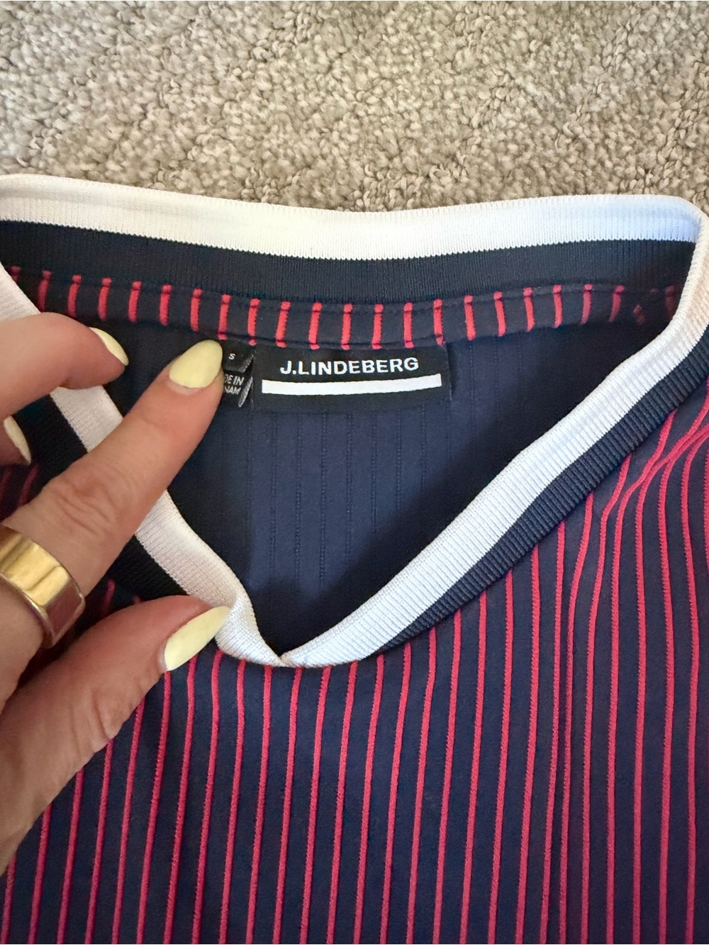 J.Lindeberg Navy Top with Red Pinstripes and White Trim